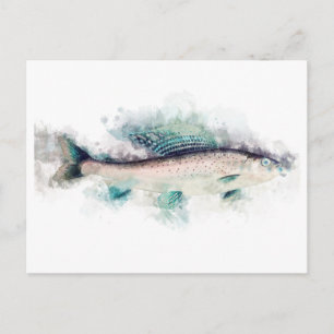 Cartão Postal Truta ártica (Thymallus arcticus) Salmão Arte