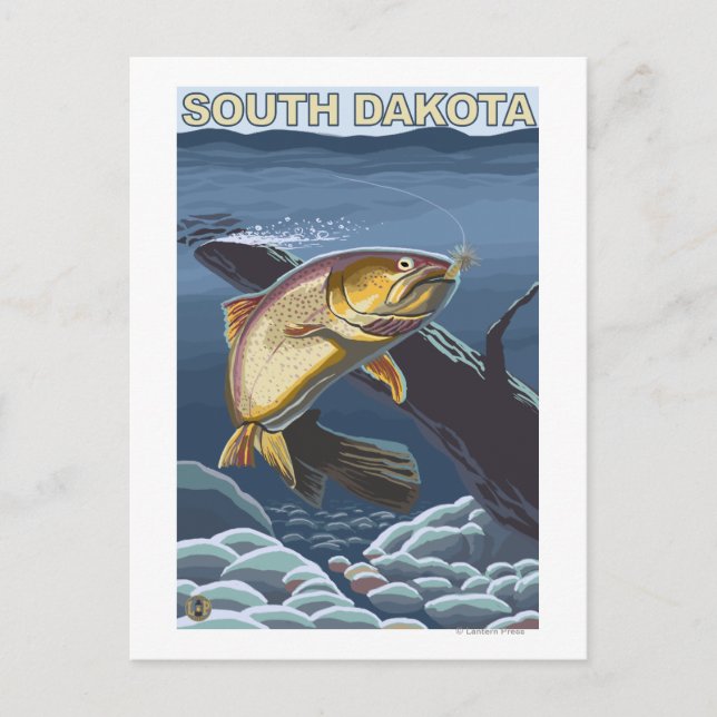 Cartão Postal Truta de Cutthroat FishingSouth Dakota (Frente)