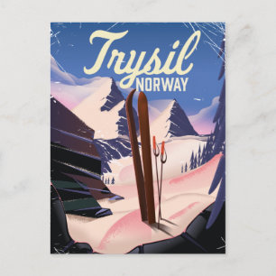 Cartão Postal Trysil Noruega esqui