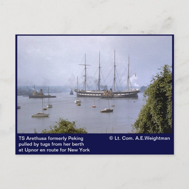 Cartão Postal TS Arethusa, anteriormente Peking, Upnor (Frente)