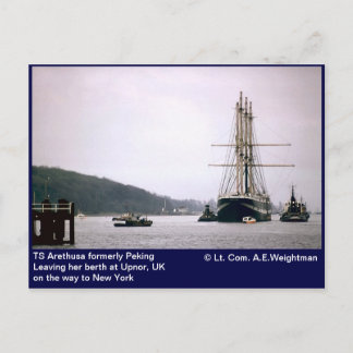 Cartão Postal TS Arethusa antes Pequim Deixando seu berço