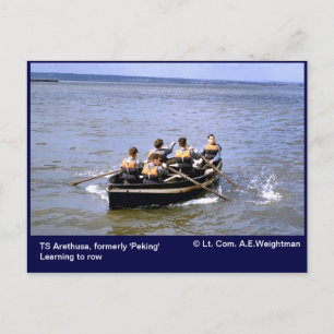 Cartão Postal TS Arethusa, aprendendo a remar