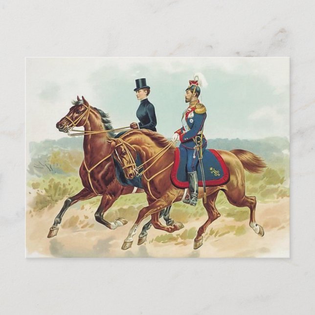 Cartão Postal TSAR & TSARINA Rússia na sela de cavalo #058SS (Frente)
