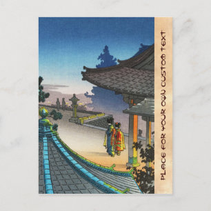 Cartão Postal Tsuchiya Koitsu Miidera Temple Evening shin hanga