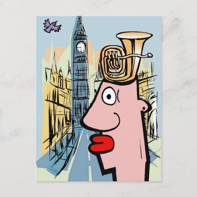 Cartão Postal Tuba Head Em Londres (Frente)