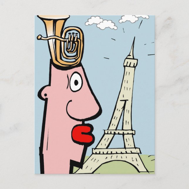 Cartão Postal Tuba Head Em Paris (Frente)