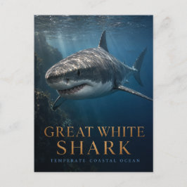 Cartão Postal Tubarão Branco Grande Animais do Oceano Costeiro