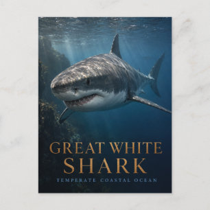 Cartão Postal Tubarão Branco Grande Animais do Oceano Costeiro