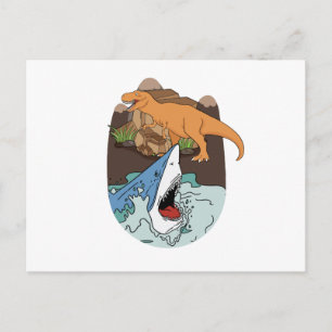 Cartão Postal Tubarão E Meninos Dinossauro