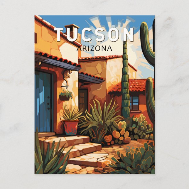 Cartão Postal Tucson Arizona Art Vintage (Frente)