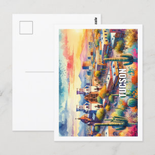 Cartão Postal Tucson Arizona Famoso Viagem Place watercolor
