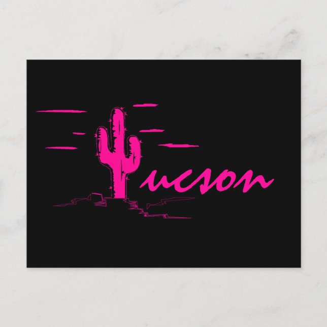 Cartão Postal Tucson Arizona Neon Desert Noites Saguaro Cactus (Frente)