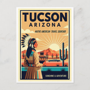 Cartão Postal TUCSON AZ Arte Nativo Americano de Viagem Retro do