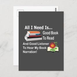 Cartão Postal Tudo que preciso é de bom livro e boa leitura de o