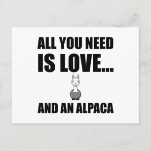 Cartão Postal Tudo Que Você Precisa É De Amor E Um Alpaca Engr