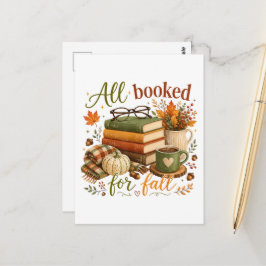 Cartão Postal Tudo reservado para o outono Livros Café Cozy Outo