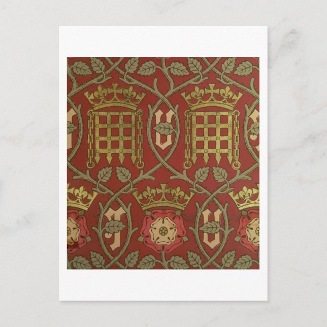 Cartão Postal 'Tudor Rosa', papel de parede de reprodução projet (Frente)