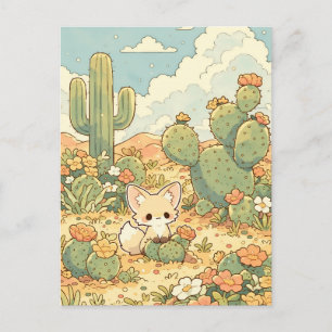 Cartão Postal Túlio Espinhoso Florido Kawaii Raposa Fennec
