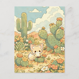 Cartão Postal Túlio Espinhoso Florido Kawaii Raposa Fennec