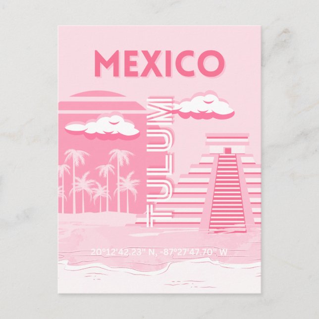Cartão Postal Túlio, México, Viagem, Arte Rosa (Frente)