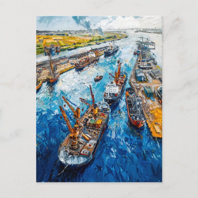 Cartão Postal Tulip Fields with Barn and Stream Fantasy Painting (Frente)