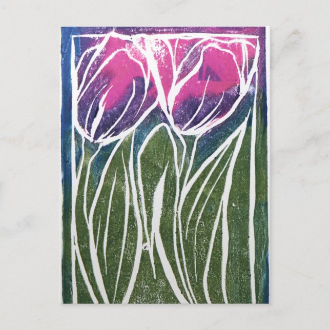 Cartão Postal Tulip Gardening Art (Frente)