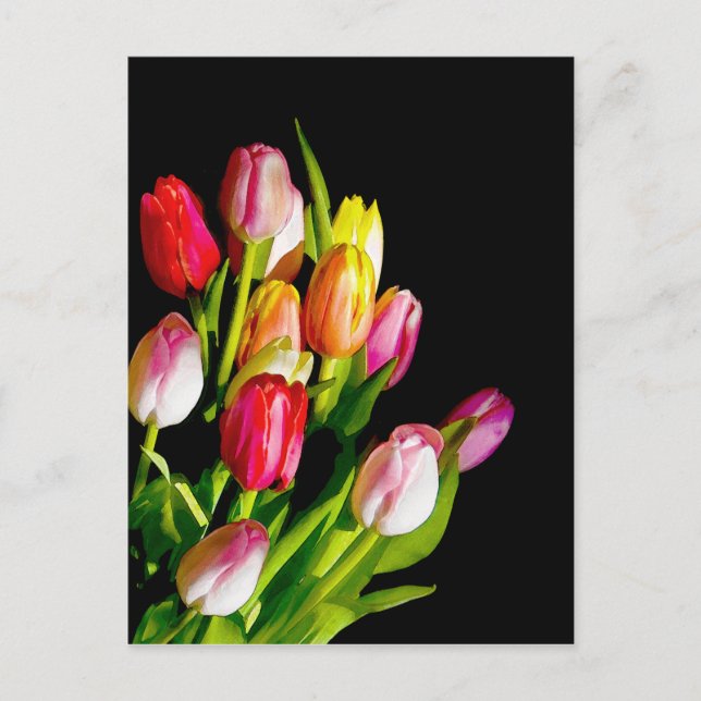 Cartão Postal Tulip Painting - Arte Flor Original (Frente)