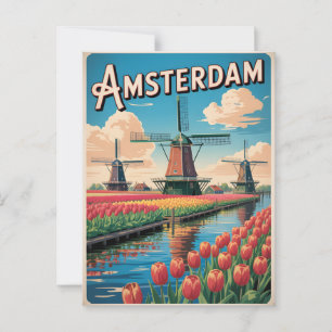 Cartão Postal tulip vintage de Amesterdã