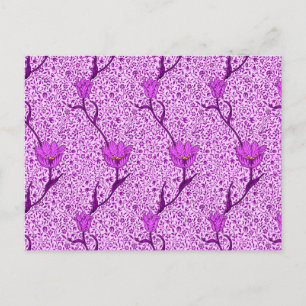Cartão Postal Tulipa Damask William Morris, Violeta e Orquídea P