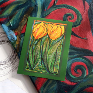 Cartão Postal Tulipas amarelas