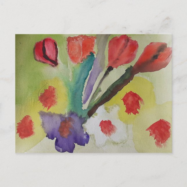 Cartão Postal Tulipas de abstrato e Flores de Mola (Frente)