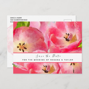 Cartão Postal Tulipas de Aquarela Rosa Salvem a Data