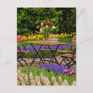 Cartão Postal Tulipas de mesa no jardim, Jardins Keukenhof,
