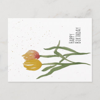 Cartão Postal Tulipas em Aquarela - Feliz Aniversário