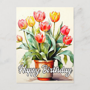 Cartão Postal Tulipas Frescamente Colhidas