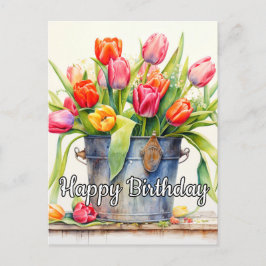 Cartão Postal Tulipas Frescamente Colhidas