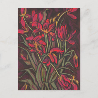Cartão Postal Tulipas Mortas Flores Vermelhas Declaração Floral