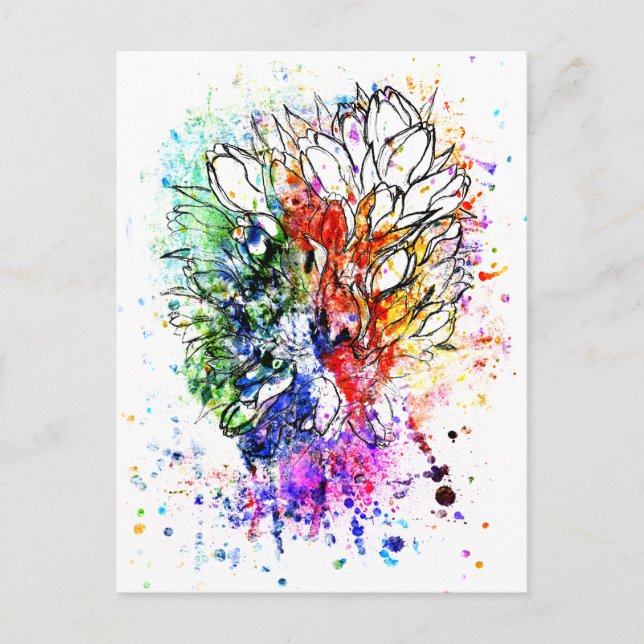 Cartão Postal Tulips Pencil Sketch (Frente)