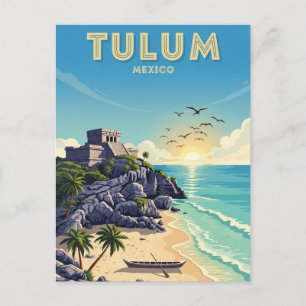 Cartão Postal Tulum México Aquarela
