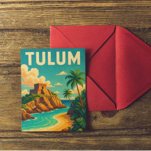 Cartão Postal Tulum Mexico Viagens vintage Art