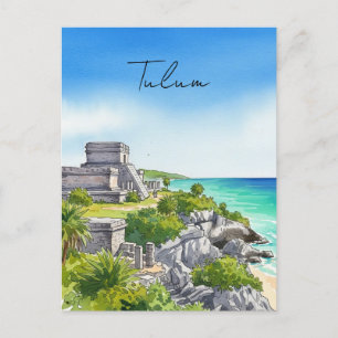 Cartão Postal Tulum Mexico Watercolor