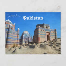 Cartão Postal Túmulo de Bibi Jawindi no Sharif Paquistão em Uch