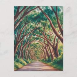 Cartão Postal Túnel de árvore de Kauai aquarela