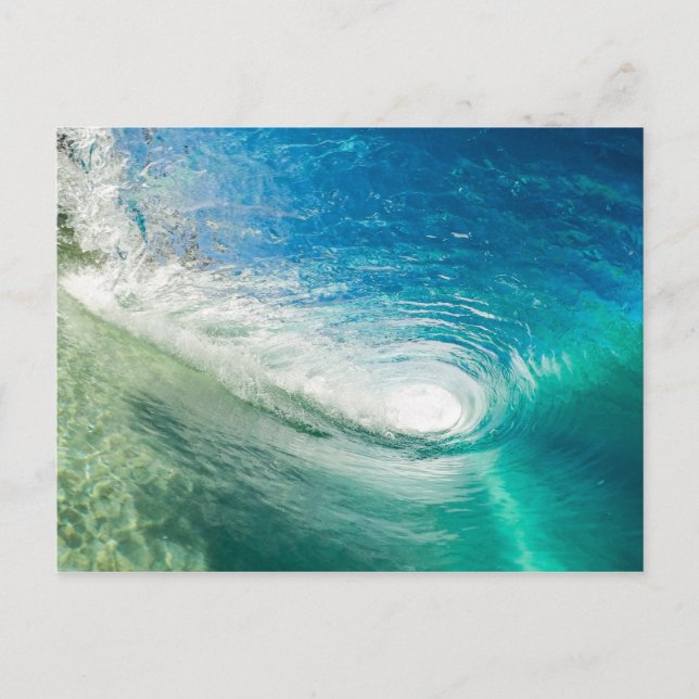 Cartão Postal Túnel de Onda Azul Turquesa (Frente)