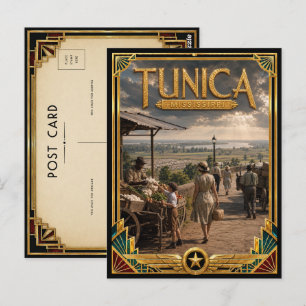 Cartão Postal Tunica Mississippi Arte Deco Vintage Idade Dourada