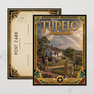 Cartão Postal Tupelo Mississippi Arte Deco Vintage Idade Dourada