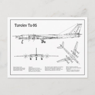 Cartão Postal Tupolev Tu-95 - Planos Blueprint do avião BD