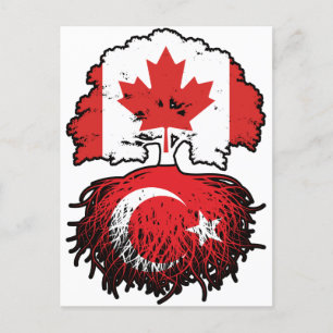 Cartão Postal Turca Turca Canadense Canadá Árvore Bandeira
