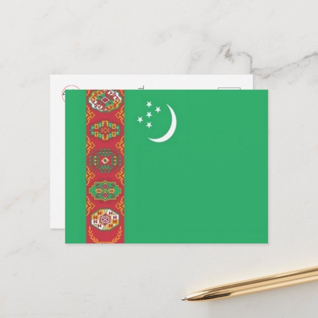 Cartão Postal Turcomenistão - Bandeira - (Frente/Verso In Situ)