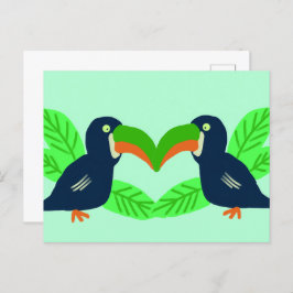 Cartão Postal Turistas Tropicais E Folhas